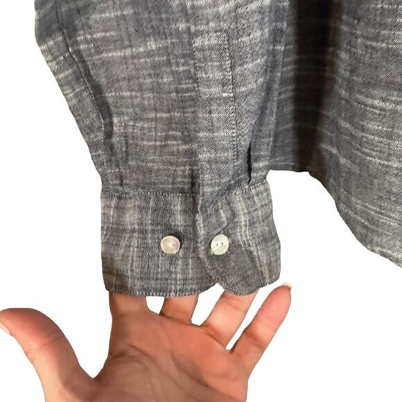 Orvis Blue Long Sleeve Button Down Ruffle Detail Cotton Shirt Women Sz 18 - Picture 3 of 7